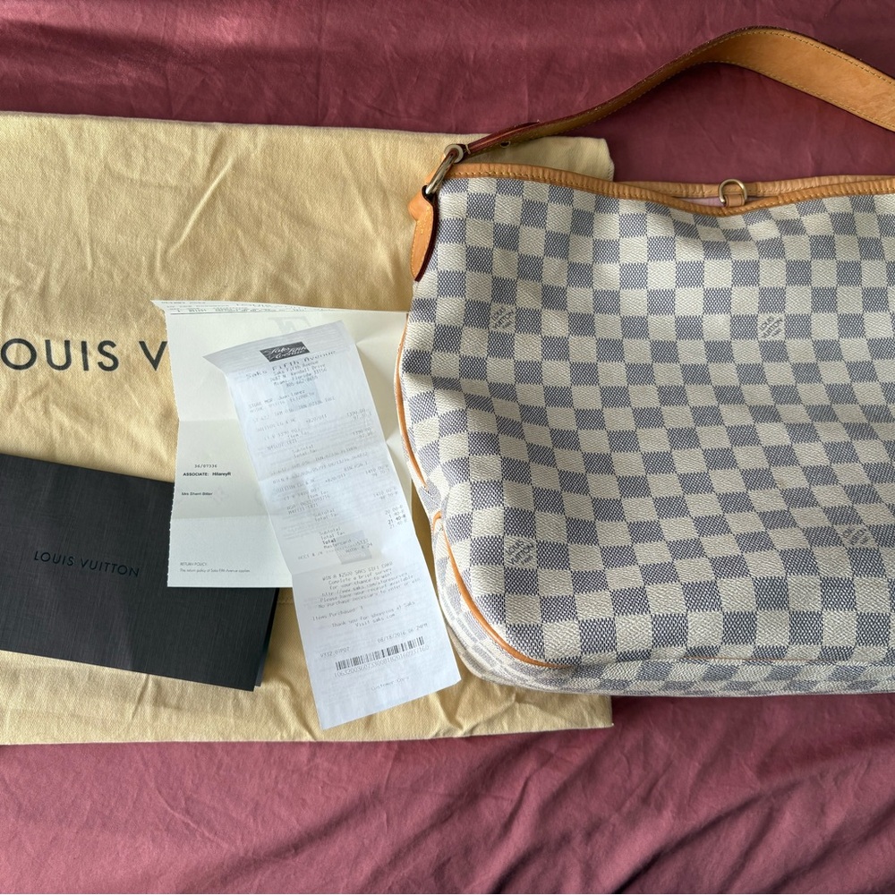 Louis Vuitton Gray and Tan Shoulder Bag with Iconic Design